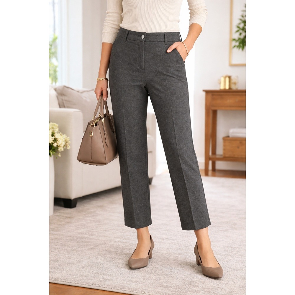 St. John Yellow Label Womens‎ Size 4 Straight Leg Pants Gray luxury business S